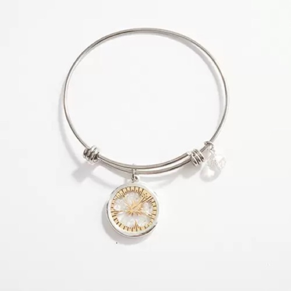 Disney Women's Shine Two-Tone Flower Lilo & Stitch Bangle Bracelet NWT